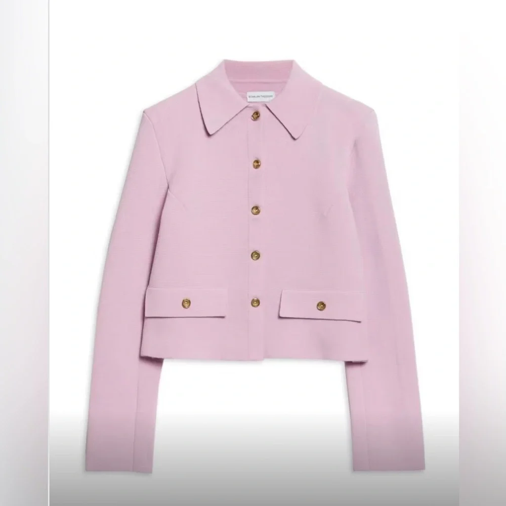 Crepe Knit Button Jacket - Picture 1 of 6